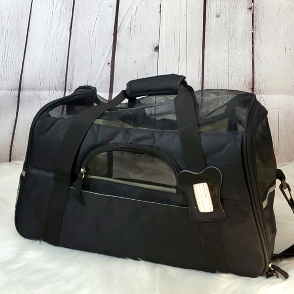 Soft Kennel Crate Small Pet Travel Bag Black Mesh Washable Removable Pad Airline - Picture 6 of 12